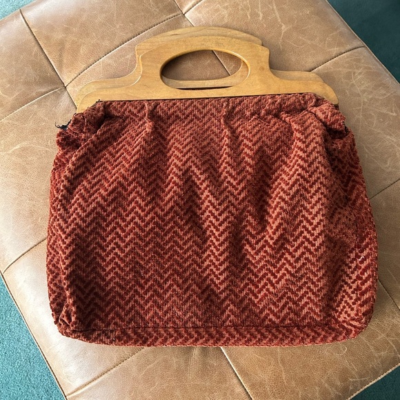 Cute Vintage Knitting Bag - Fully lined - Upholstery fabric - Wooden handles - Picture 2 of 9